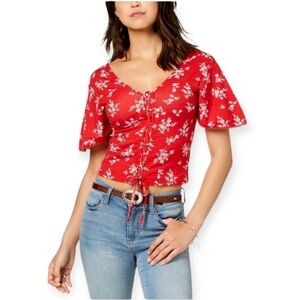 American Rag Red Floral Blouse